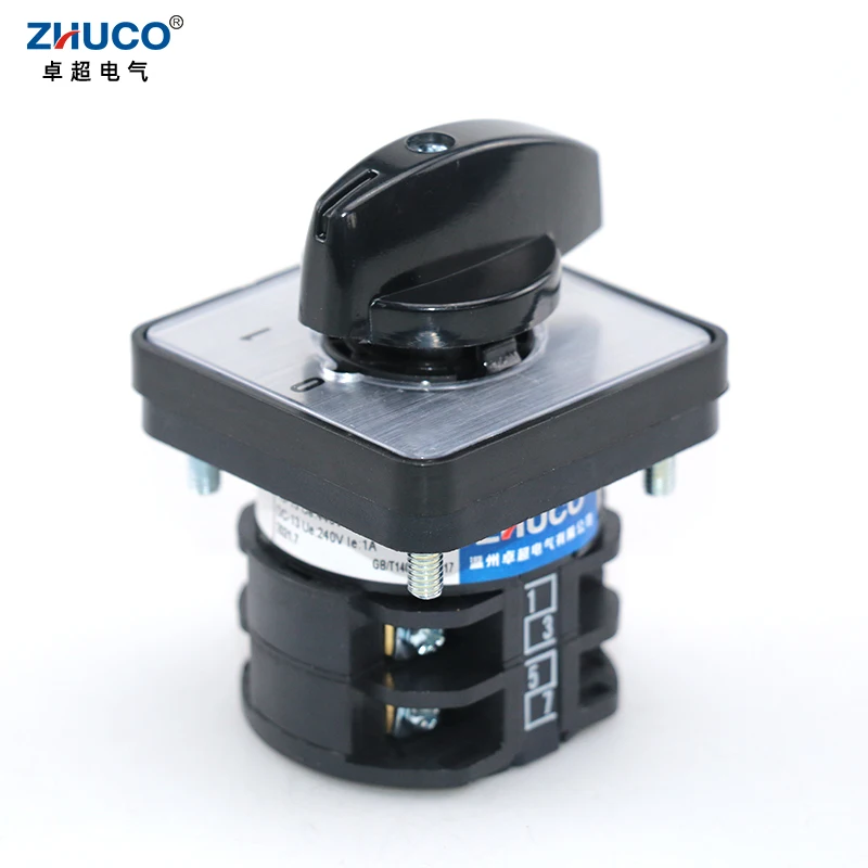 ZHUCO LW8D-10/0-4.2 10A 660V 2 Poles 8 Screws Five Positions Silver Contact Knob Selection Panel Mounting Cam Changeover Switch