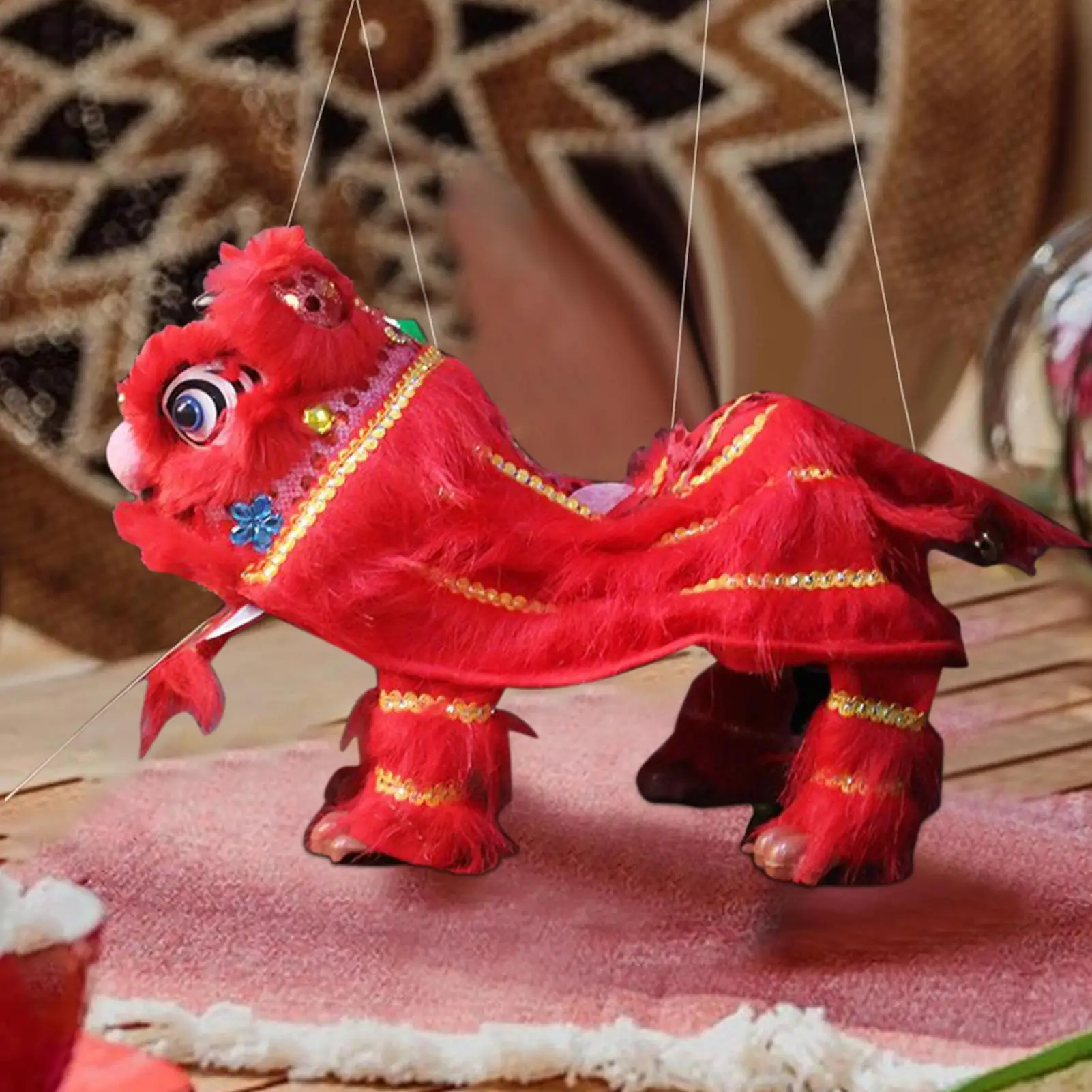 

Traditional Chinese Puppet Cultural Puppet String Lion Dance Cultural Toy Artistic Design for Festivals School Classroom Local