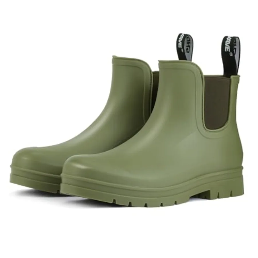 Botas de Lluvia para Mujer Showave, Botines Impermeables, Antideslizantes, para Pies Anchos, Botines de Goma Ligeros y Elegantes Estilo Chelsea con Comodidad