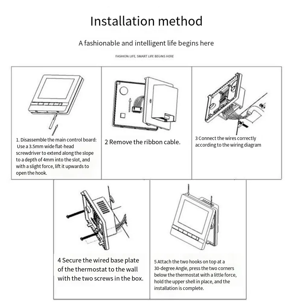 المنزل التحكم في المناخ متحكم في درجة الحرارة مروحة التحكم نظام التدفئة أبيض كبير شاشة الكريستال السائل الثرمستور الاستشعار