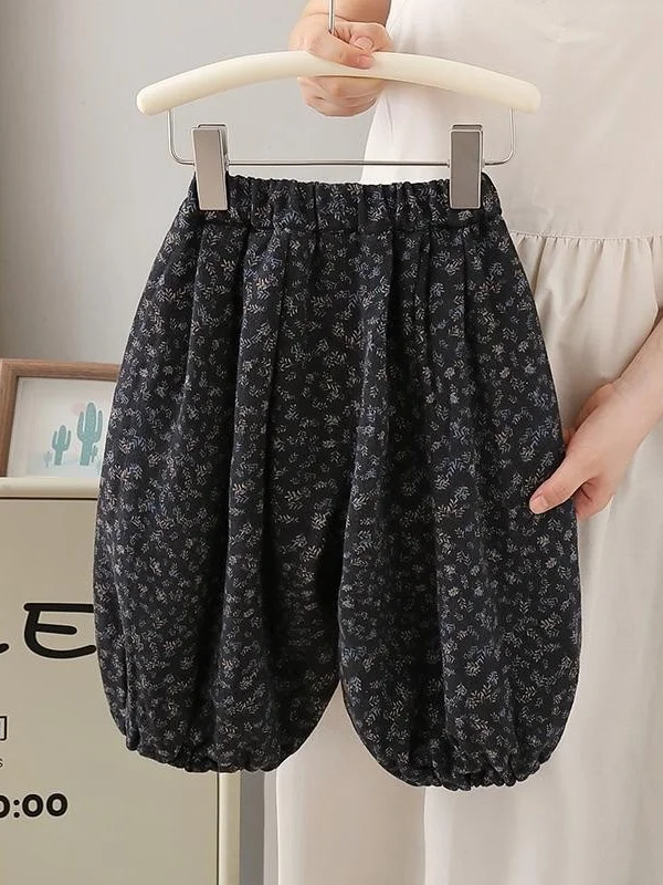 

Cute Kids' Floral Lantern Pants Loose Carrot Pants Forest System Trend Spring Faion New Arrival Girls' Clothing