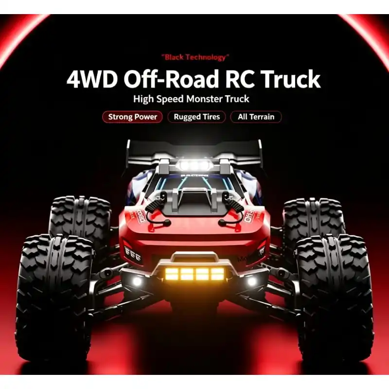 4wd Off-Road Rc Truck 6 Wheels High Speed Monster Truck 2.4g Remote Control Car With Led Lights All Terrain Shock Absorption