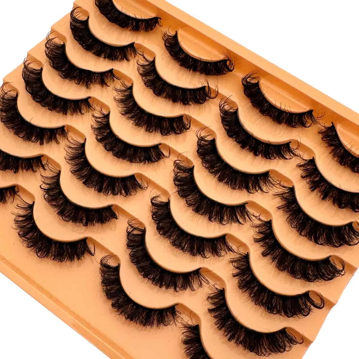 14 زوجًا من الرموش الصناعية الطبيعية مع لفات روسية، لفات DD من رموش عين القط، لفات 6D مرنة على شكل متقاطع من الناعم