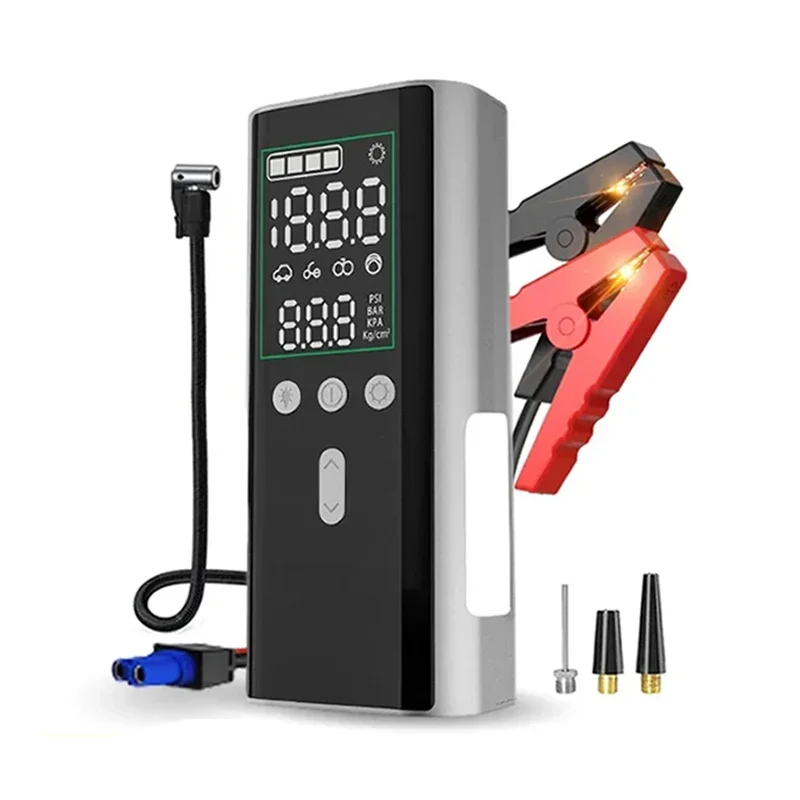 

Upgraded 4 in1 Car Jump Starter Air Pump 26800mAh Power Bank LED Lighting Tyre Inflator Auto Battery Starter Device for 12V Cars