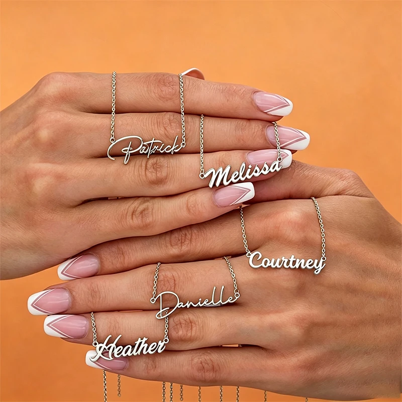 Personalized Your Name Pendant Simple Necklace Gift Stainless Steel Woman Girls Fashion Name Customized Choker Necklace Jewelry