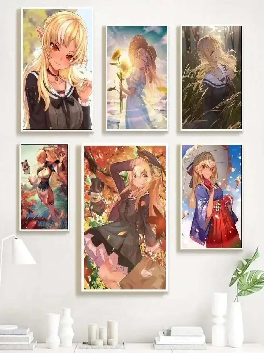 مضيئة Shiranui Hololive Vtuber أنيمي ملصق جدار الفن الحد الأدنى الجمالية طباعة قماش اللوحة لغرفة المعيشة ديكور المنزل