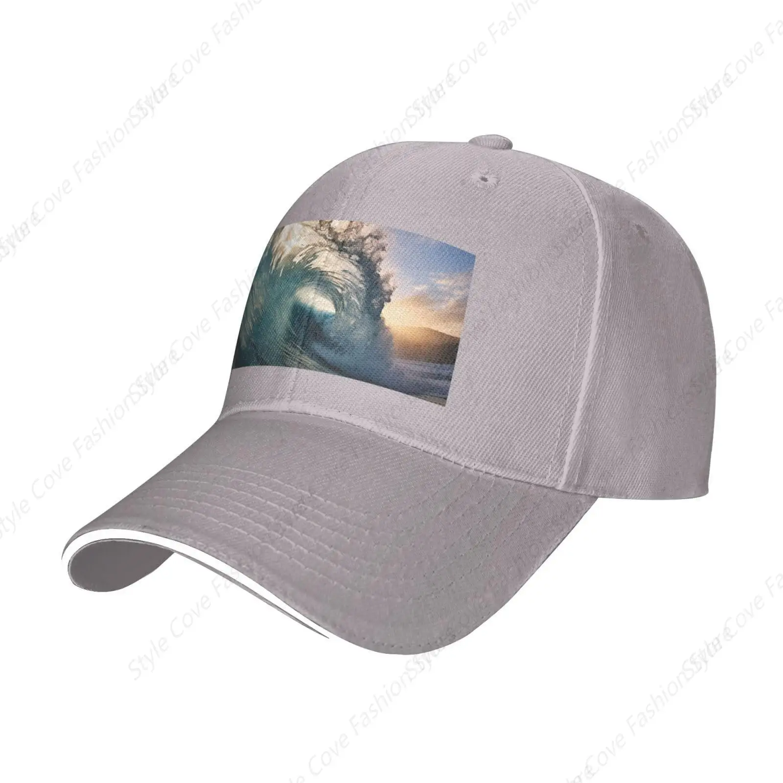 

Beautiful Ocean Waves Print Sandwich Baseball Cap Unisex Baseball Cap Versatile Sun Protection Hat Adjustable Fishing Cap