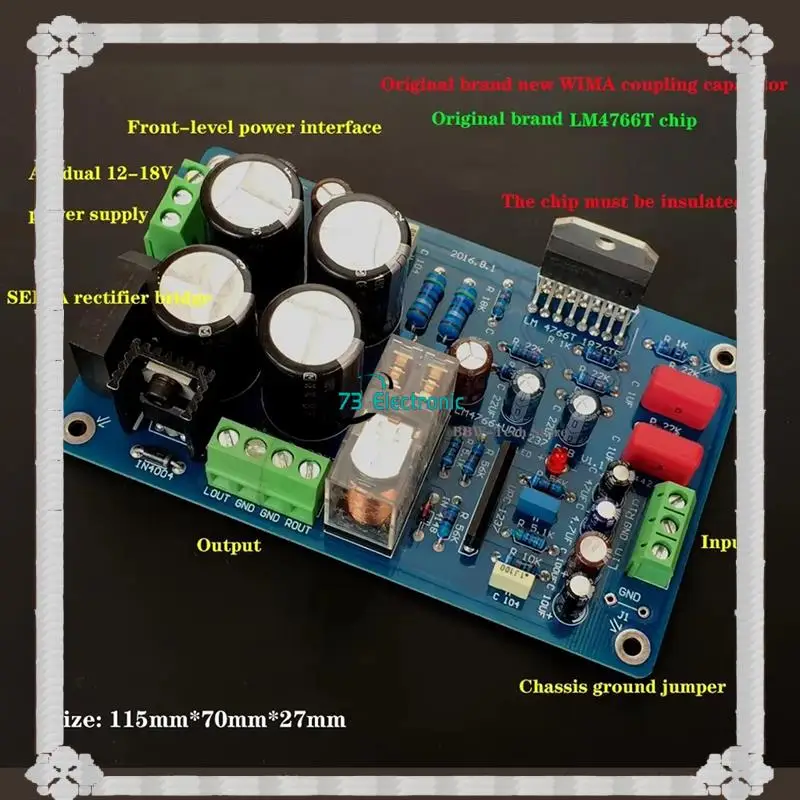 Consegna in 24 ore Doppia scheda amplificatore di potenza stereo 12V-24V 40W+ 40W LM4766 8 Ohm 2.0 canali con protezione dell'altoparlante