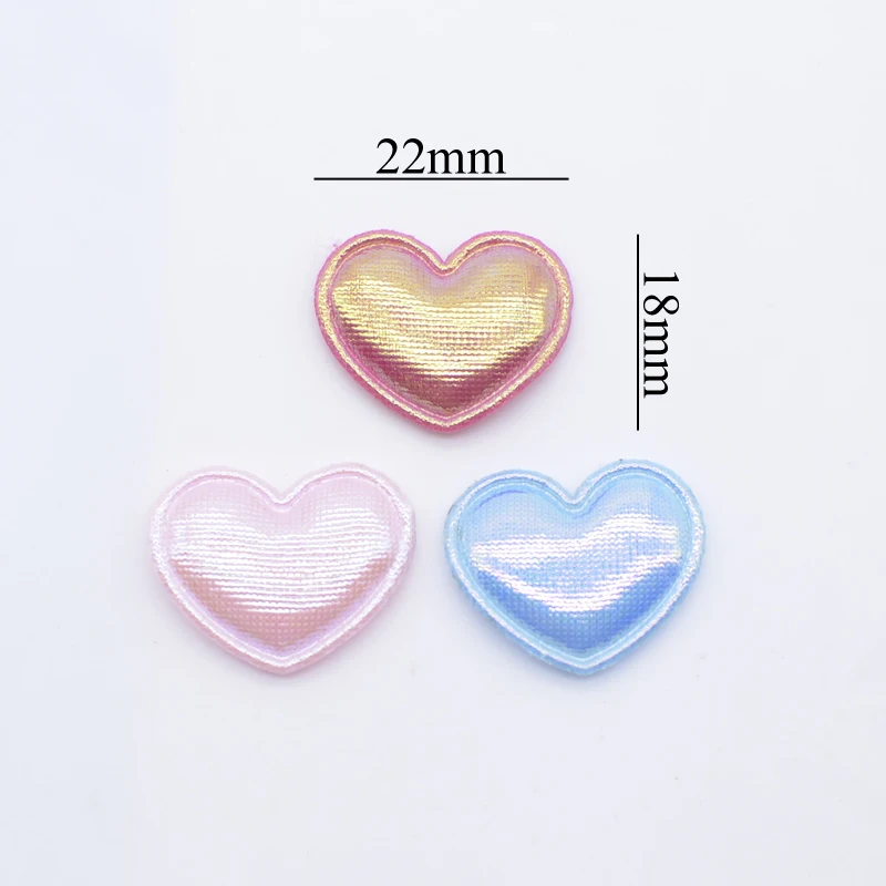 100 pçs 22*18mm apliques de coração colorido para chapéu artesanal artesanato roupas remendos de costura diy headwear clipes arco decoração acessórios