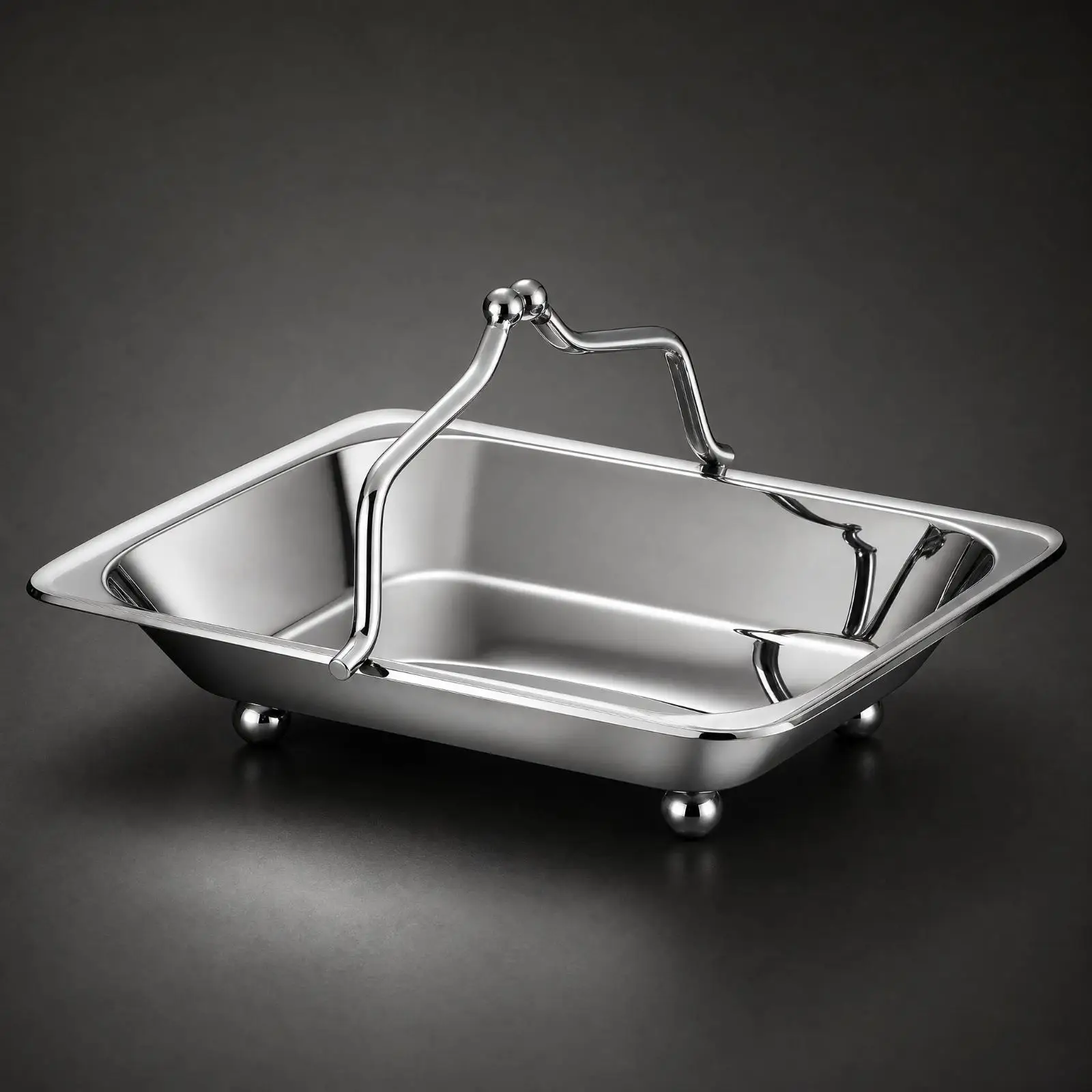 Thickened Stainless Steel Napkin Tray for Dining Table Storage Metal Serving Tray with Carry Handle Versatile Kitchen Organizer