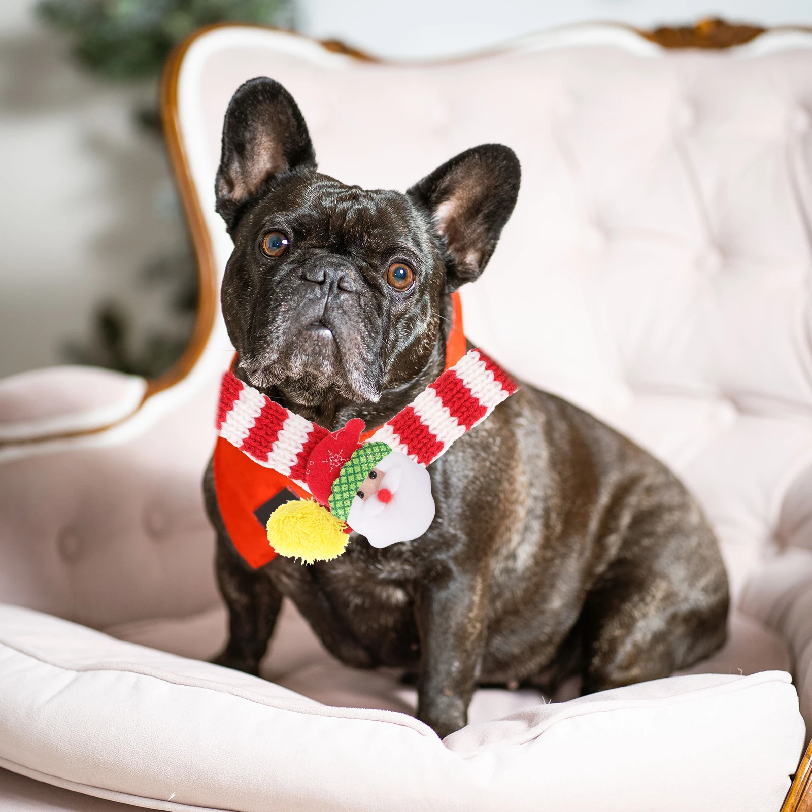 

Christmas Santa Clause Pet Scarf Warm Comfortable Breathable Knit Cat Dog Scarf Decorative Holiday Gift Dog Clothing