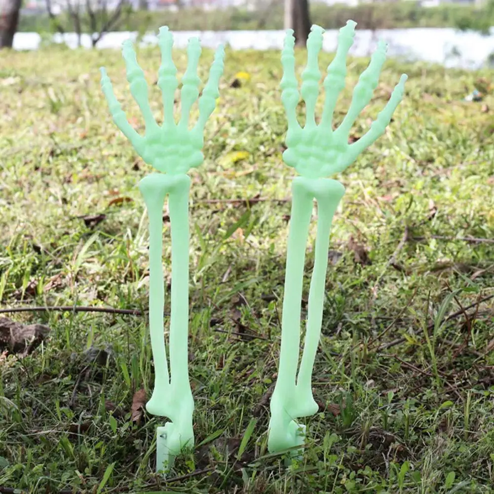 Décorations de squelettes résistantes aux intempéries en plastique, 1 paire de piquets de jardin en forme de mains de squelette pour Halloween, pour cimetière