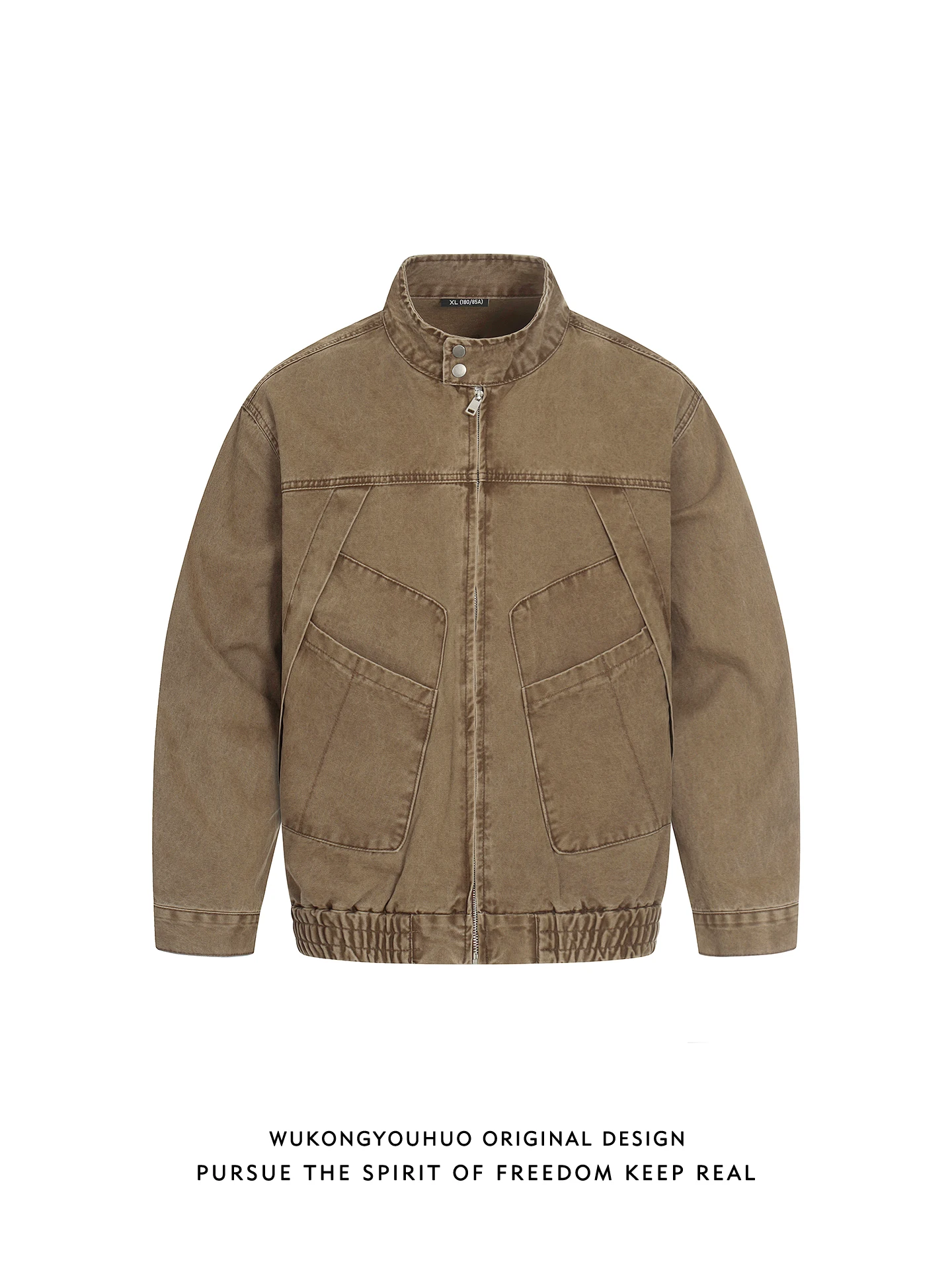 

Куртка Wukong в американском ретро-стиле, рабочая, с воротником-стойкой, унисекс, свободного кроя, универсальная, весенняя, хлопковая