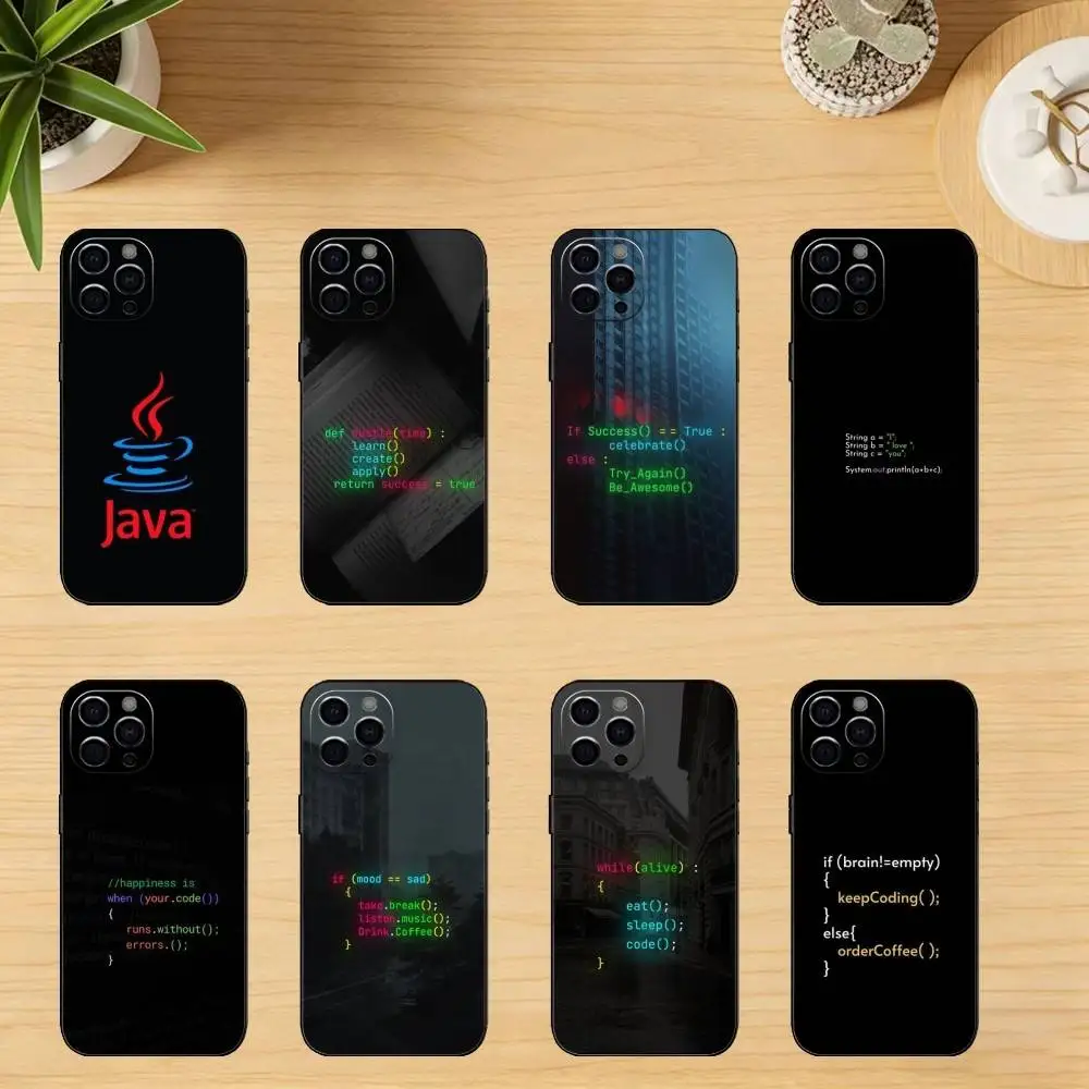 

Programming Languages Java Phone Case For iPhone 17,16,15,14,13,12,11 Plus,Pro,Max,XS Silicone black Soft Cover