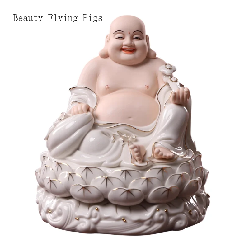 

Maitreya ceramic Maitreya Buddha statue home offering large belly Buddha feng shui ornaments home decor