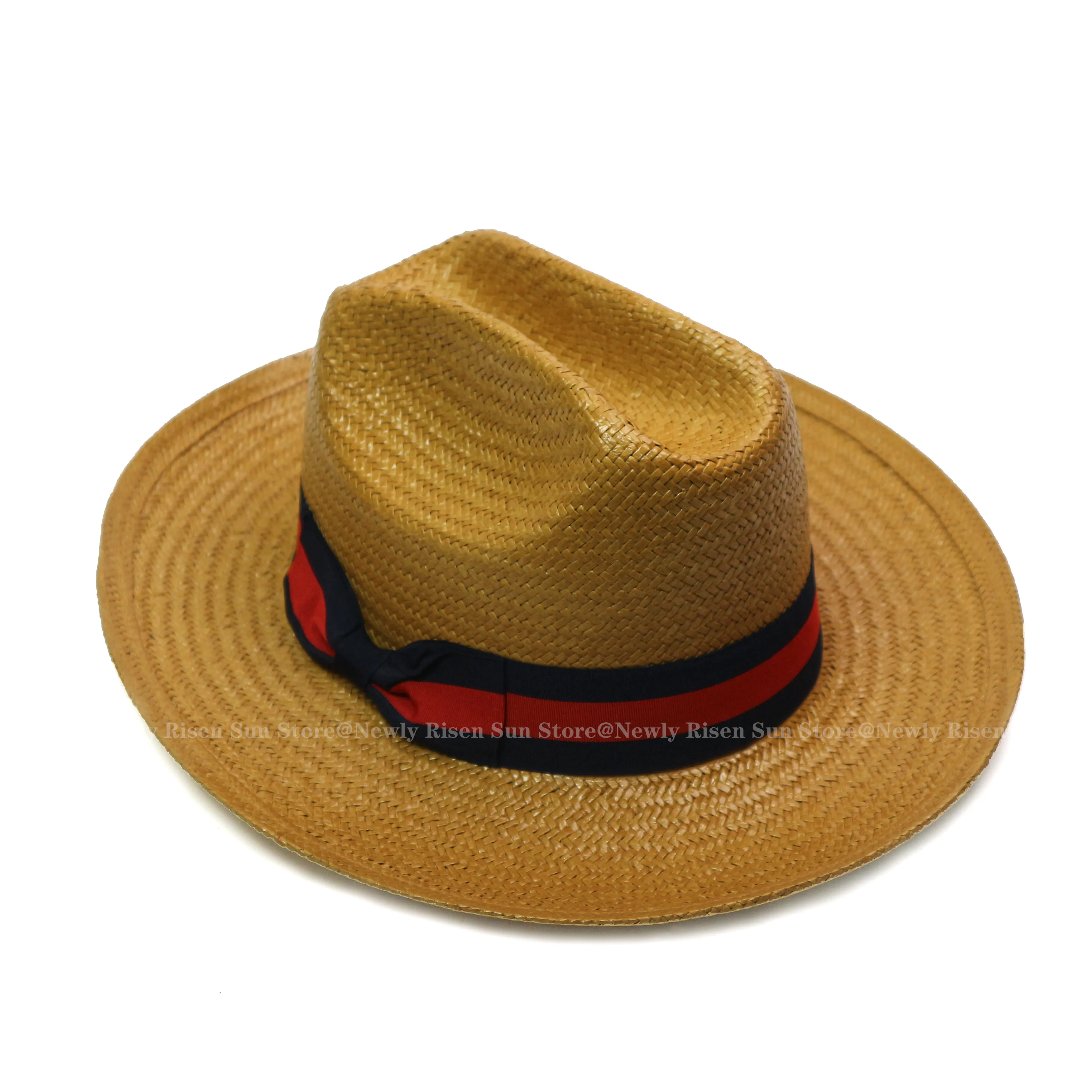 

New Retro Bright Western Cowboy Hat with Woven Stripe Straw Hat / Sun Shade for Travel, the Focus of the Crowd