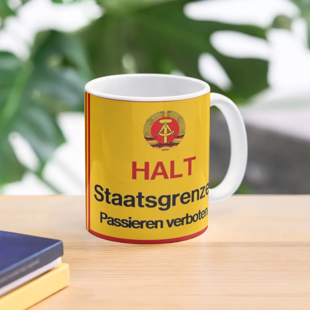 Halt Staatsgrenze East Germany Border  Mug Gifts Coffee Drinkware Picture Cup Photo Tea Handle Round Image Printed Simple