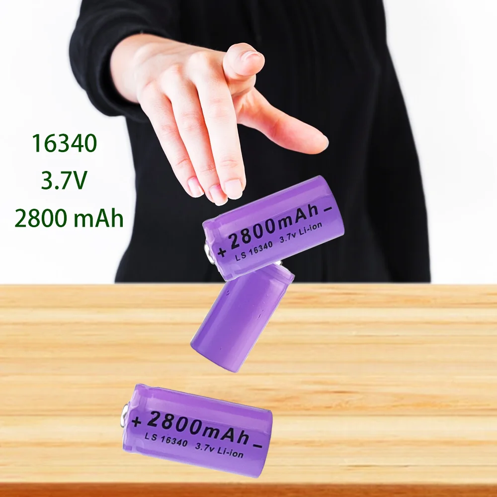 Batterie lithium-ion aste avec chargeur L70 Plus, caméra de sécurité, CR123A RCR 16340, violet, 2800mAh, 3.7V ICR, 123