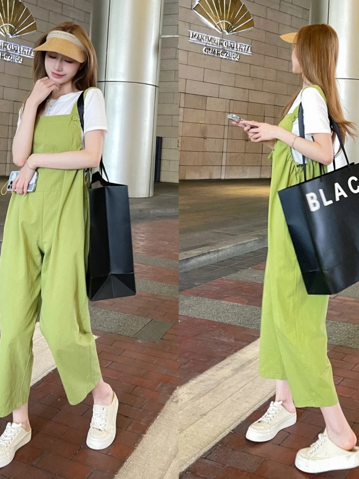 ชุดเอี๊ยมลำลองสไตล์เกาหลีสำหรับผู้หญิง ฤดูร้อน 2024 ผ้าโพลีเอสเตอร์ กางเกงขายาวเก้าส่วน ช่วยลดเลือนริ้วรอย