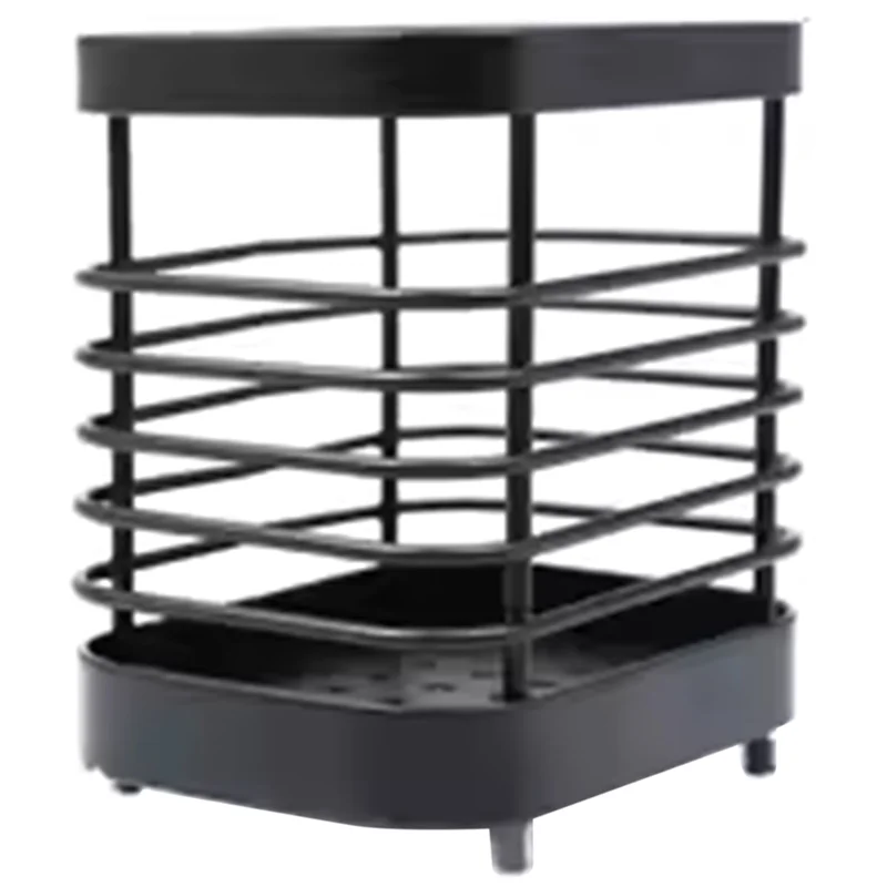 

75STO-Rust-Proof Stainless Steel Toothbrush Holder Drain Rack, Multifunctional Storage Rack, Toothpaste Rack Black