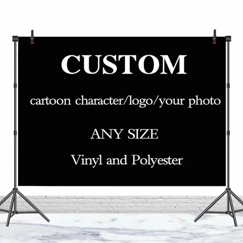 

Custom Photo/Text Backdrop Personalized Photography Background for Birthday/Wedding/Holiday Decoration Vinyl Polyester Materials