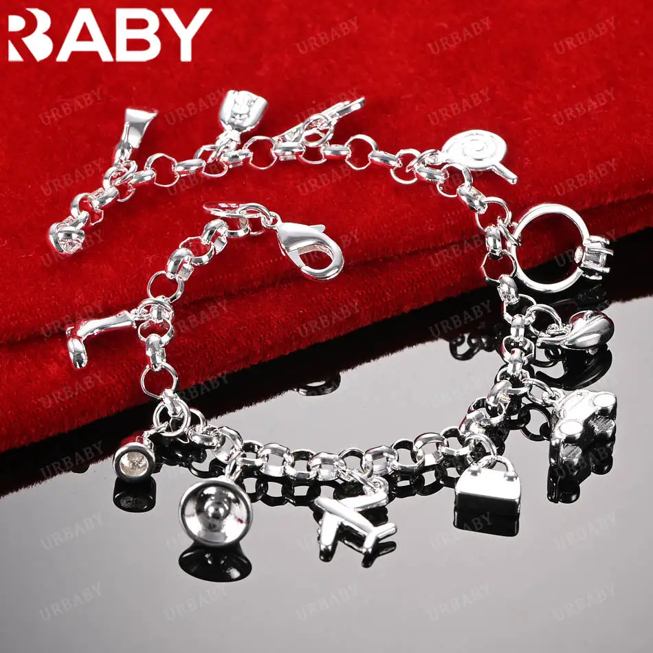 URBABY 925 فضة تصميم أساور للنساء الرجال الإبداع الهدايا الشارع كل مباراة الحفلات والملابس اليومية