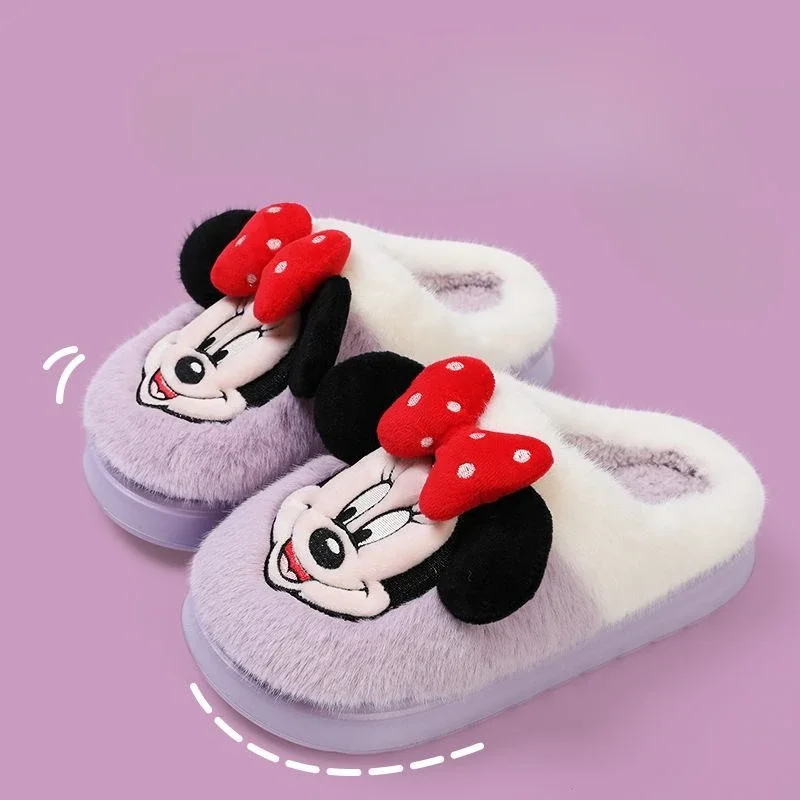 Disney cartoon princess Minnie Mickey Mouse cotton slippers Donald Duck home indoor plush warm couple slippers