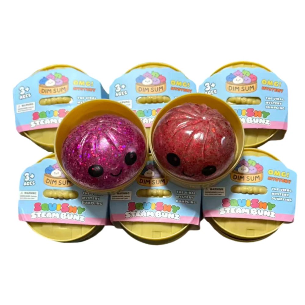 Hot Glitter Dumpling Squishy Maltose Series with Box Dumplings Sensory Squeeze Toy for Stress Relief Random Color
