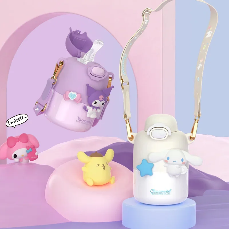 

Sanrioed Cinnamoroll Kuromi Stainless Steel Thermos Cup Children's Cute Girl Cup Straw Cup 430ml Children's Birthday Gift