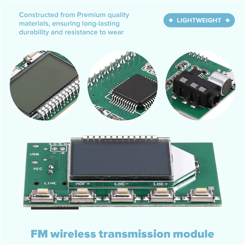 Scheda microfono wireless stereo con modulo trasmettitore wireless FM per stazioni radio del campus per microfoni