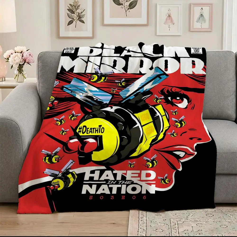 Drama B-Black M-Mirror Throw Soft Warm Flannel Blanket, Multi-use Throw for Bed Sofa Office, Air Conditioning Nap Blanket