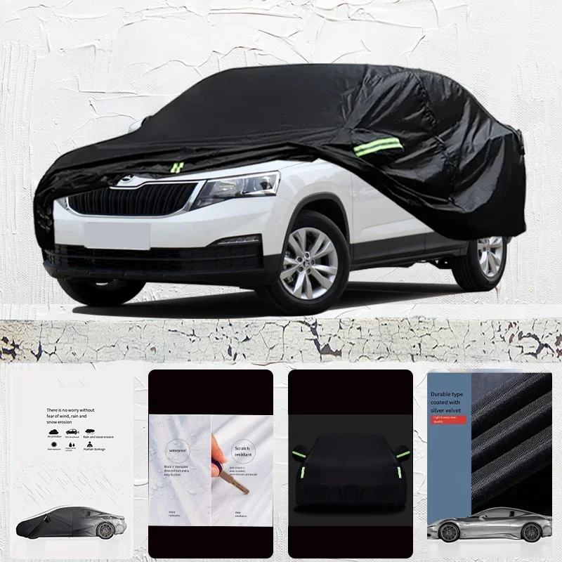 For Skoda Kamiq Anti-UV Sun Shade Rain Snow Resistant Black Cover Dustproof Car umbrella Full Car Cover Outdoor Protection