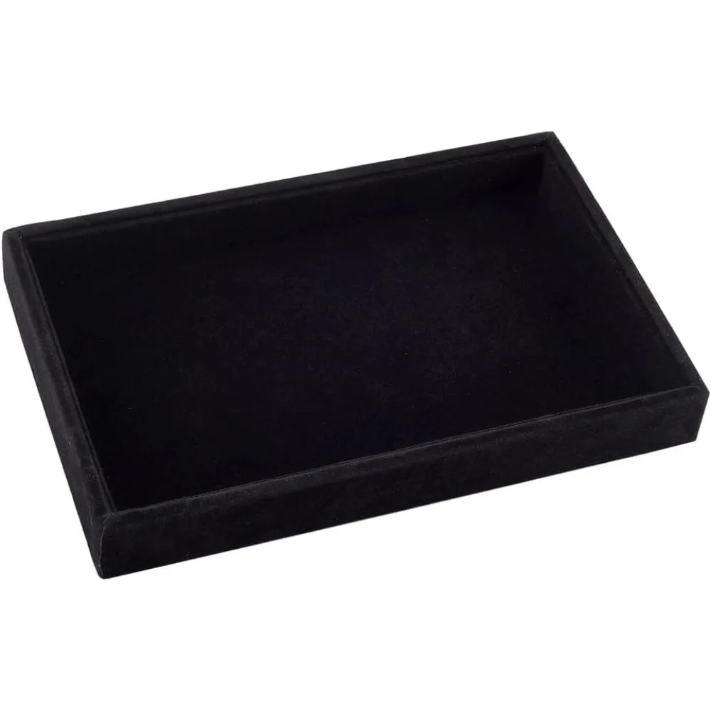 Velvet Jewelry Tray Black Stackable Showcase Jewelry Display Stand Drawer Removable Cosmetic Holder Jewelry Organizer Storage