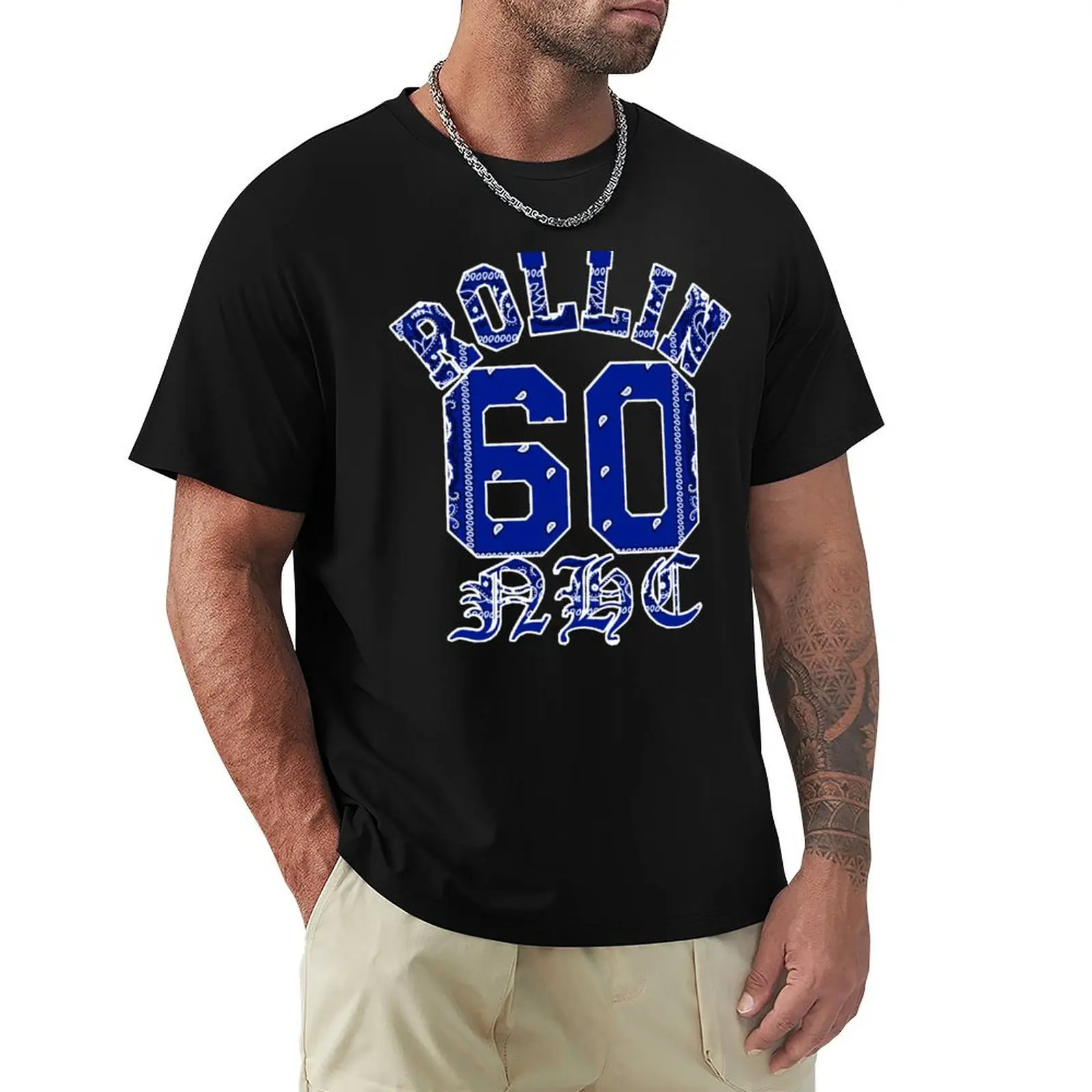

Rollin 60 NHC Neighborhood Crips Blue Bandana T-Shirt Personalized t-shirt plain tops vintage t shirt men
