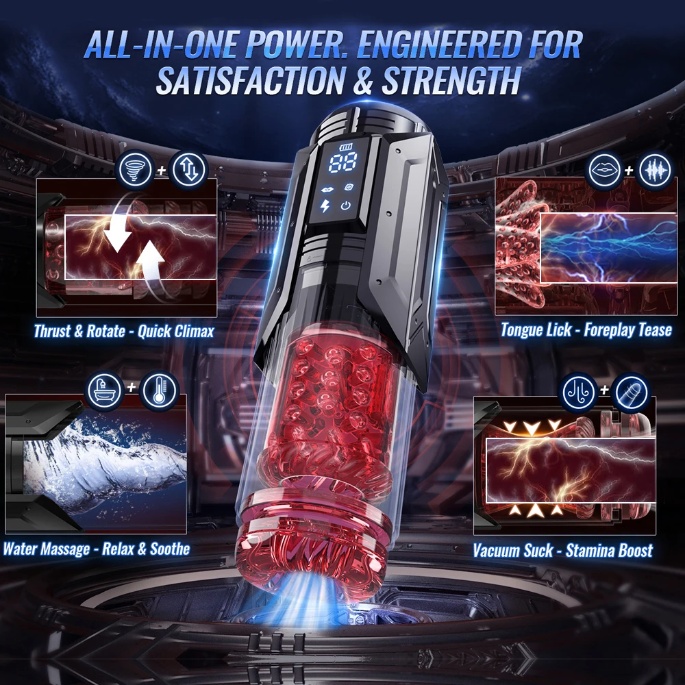 AI Sync Male Masturbator Stroker with 7 Sucking Thrusting Rotating & 7 Licking Modes, Adult Toys Pocket Pussy Mens Sex Toy - Image 5