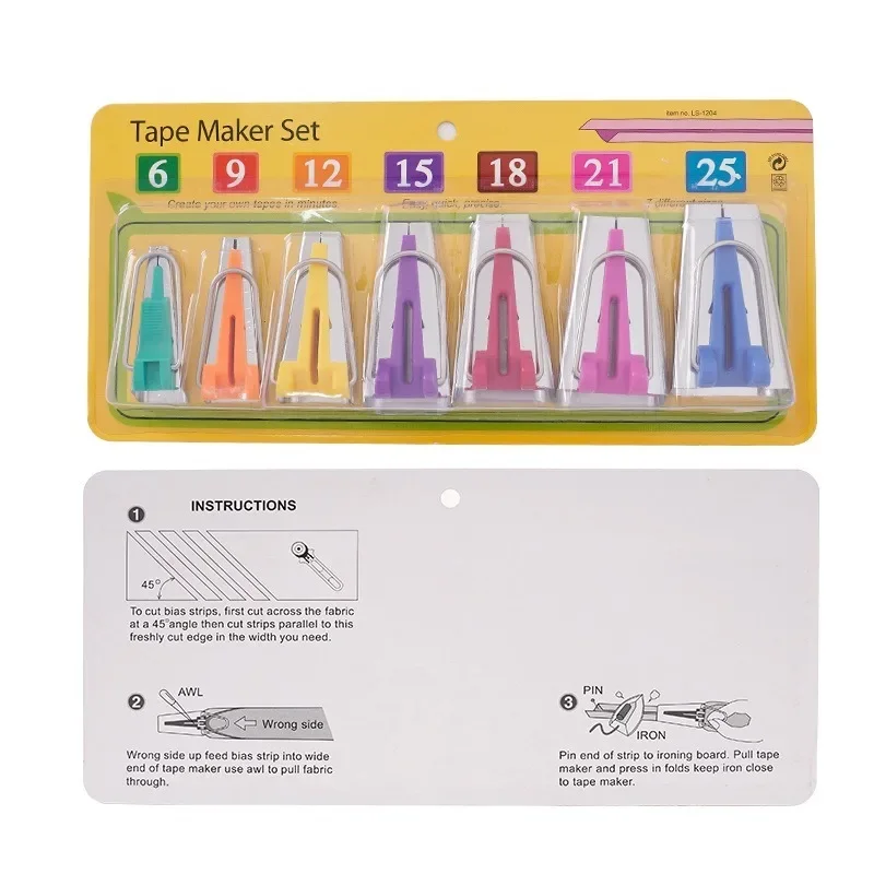 Bias Tape Maker Set (6-25mm) - Sewing Binding Tool for Quilting, DIY Clothes, Bags - Compatible with Singer/Brother