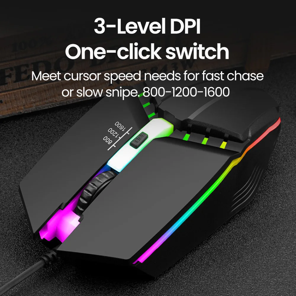 Olaf Mouse USB Wired Gaming Mouse 3 Level DPI Colorful Lighting Mechanical Mouse For Desktop PC Notebook Computer Home Office