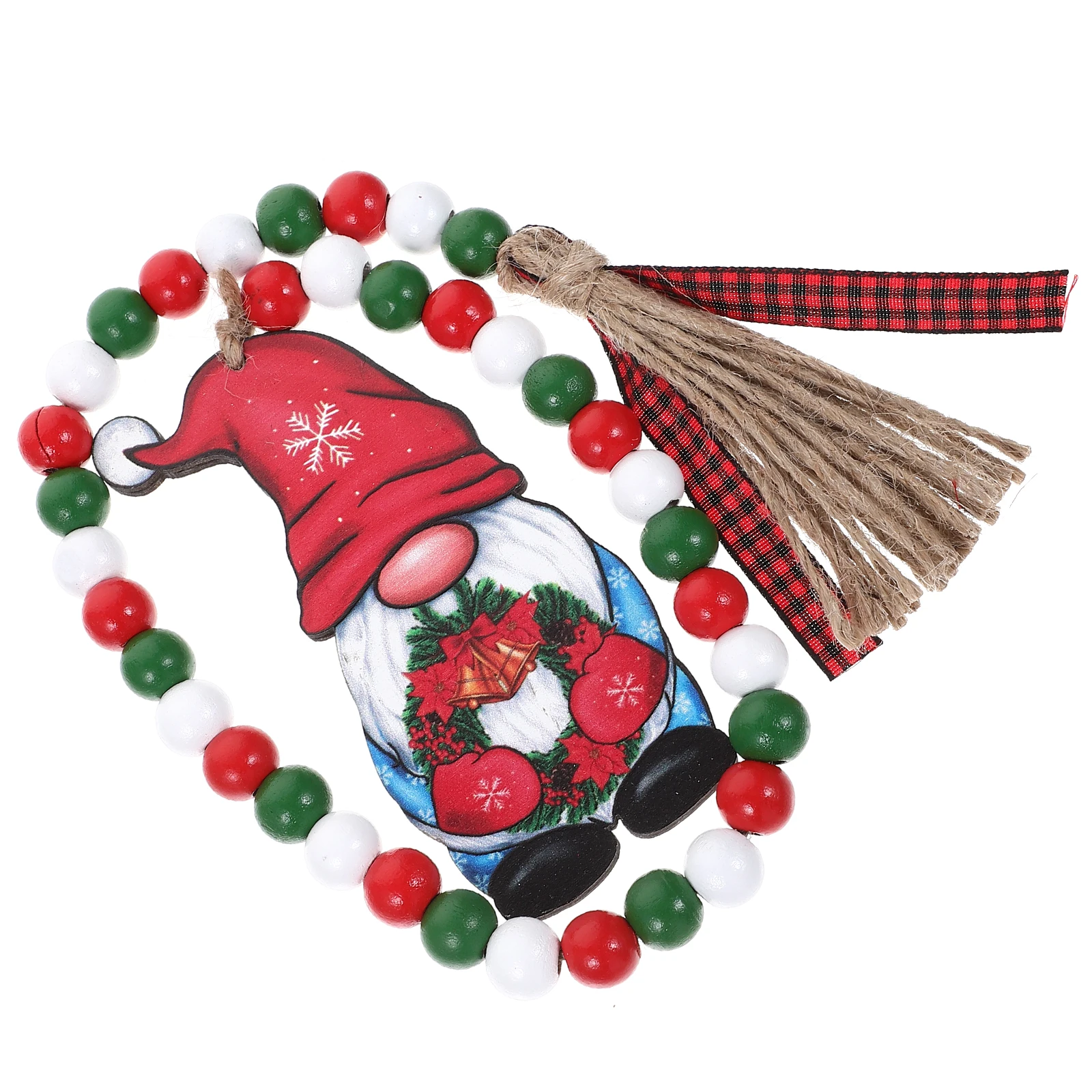 

Christmas Wooden Bead Red White Beads Tassel Hanging nament Home Christmas Elder Adornment