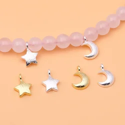 S925 sterling silver jewelry accessories DIY handmade bracelet pendant gold-plated star moon small pendant accessories