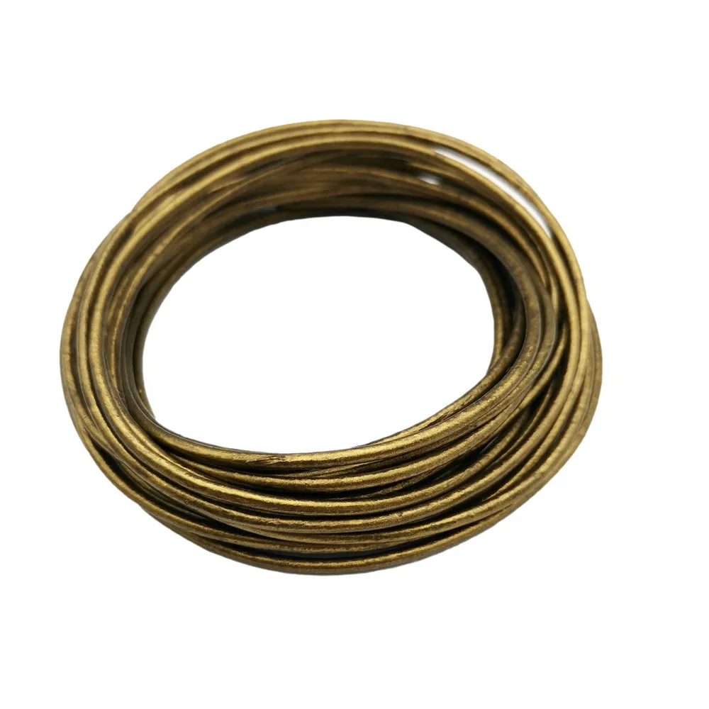 Metallic Brass 5 Yards 2mm Leather Strap 2.0mm Diameter Genuine Leather Cord Bracelet Necklace Making