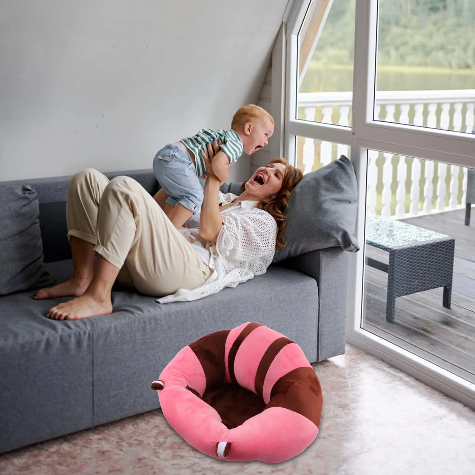Baby Learning Sit Sofa Supportive Floor Seat for Infants Cute Shape Design Non Slip Base Bedroom Nursery Living Room Playroom