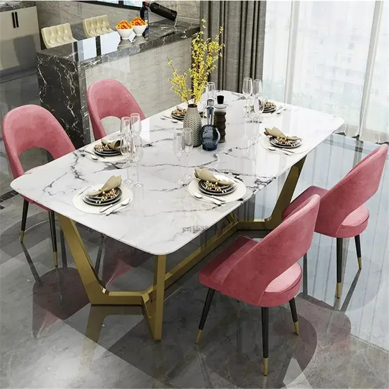 Premium Advanced  Mavisun Nordic Stainless Steel Dinette Combination Simple Designer Creative Luxury Rectangular