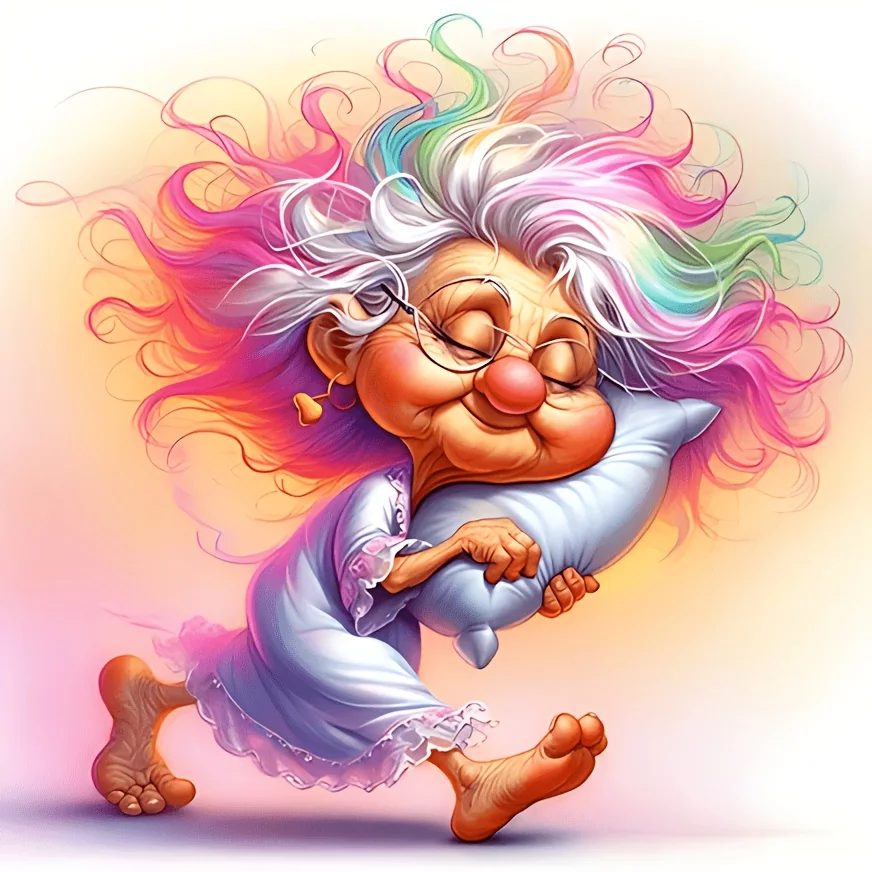6 Inch Sleeping Grandma Vinyl Car Sticker, Decal for Laptop, Water Bottle, Truck, Phone, Motorcycle, Window, Wall, Cup