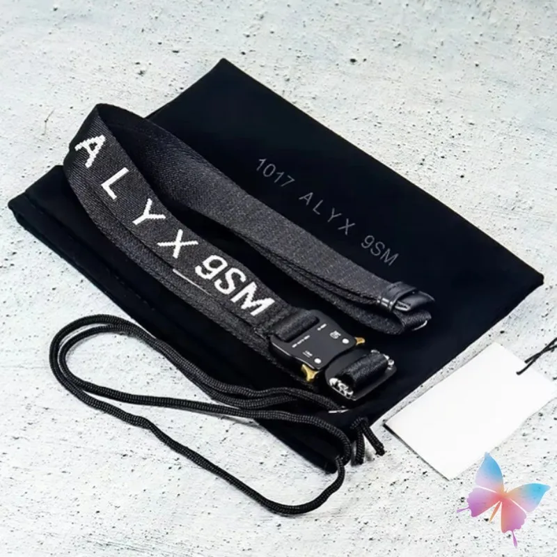 

High Street Functional Black Woven Tape 1017 ALYX 9SM Logo Metal Buckle Black Ribbon Unisex Waist Belt