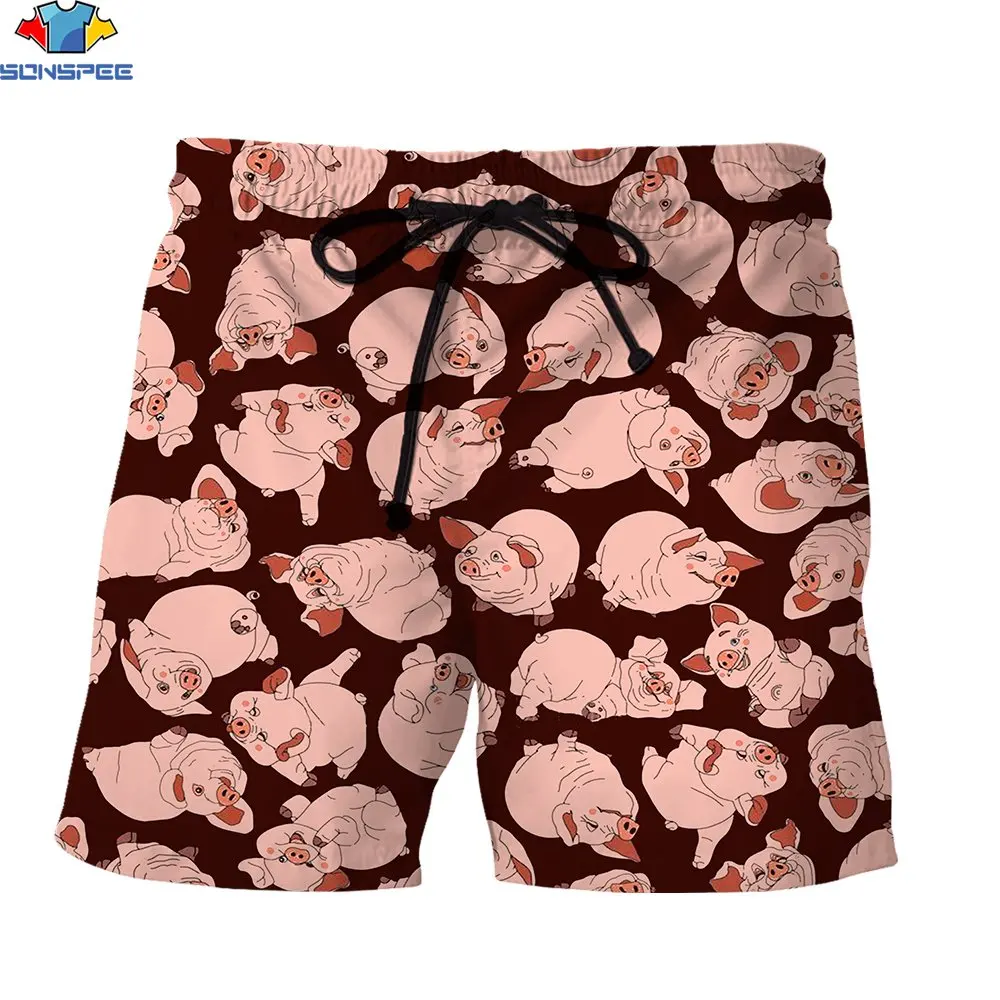 SONSPEE 3D Print Anime The Seven Deadly Sins pantaloncini Cargo da uomo Hawk Pink Pig Tiling Harajuku nuovi pantaloni corti larghi con coulisse