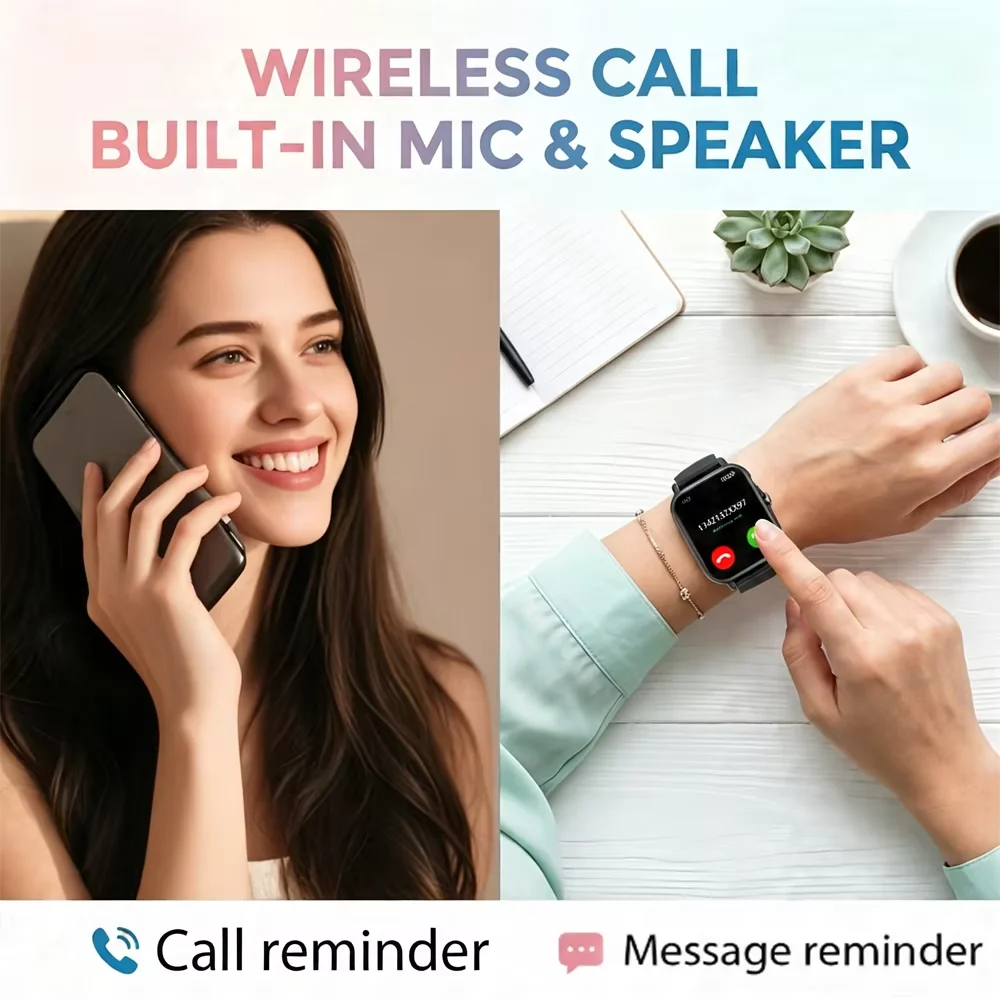 Wireless Smartwatch with Full Touchscreen, Activity Tracker, Call/SMS Alerts, Music, Watch Faces,,