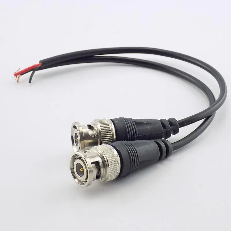 2Pcs BNC Connector Male to Double Female Plug DC Power Cable Pigtail Wire Adapter Line For CCTV Camera Home Security BNC Monitor