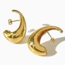 Peri'sbox 2023 Trendy Gold Plated Chunky Waterdrop Earrings for Women Statement Solid Bold Large Stud Earrings Street Style
