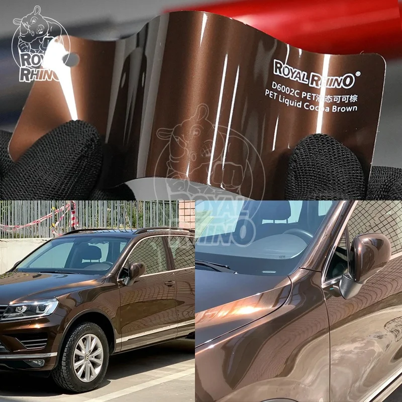 

1.52*18m PET Liquid Metallic Cocoa Brown Gloss Vinyl Wrap Car Film Roll for car wrapping