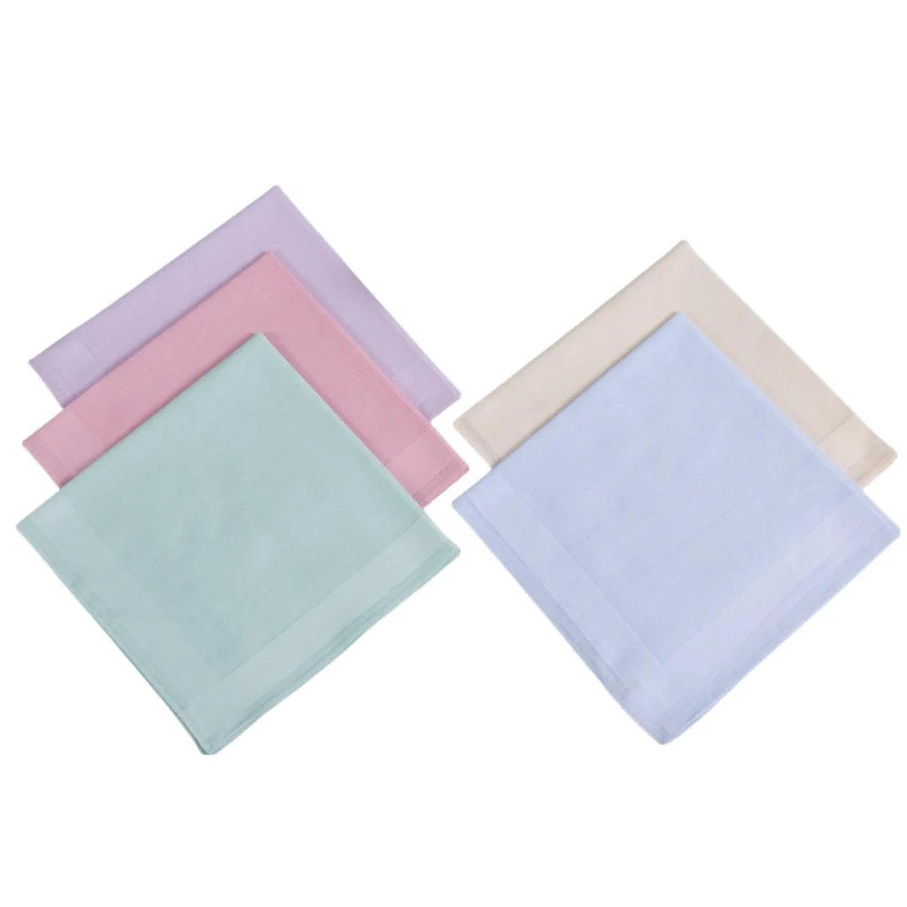 5 Pack of Pure Color Men's Pure Cotton Handkerchiefs, Cotton Yarn-Dyed Plain Handkerchiefs, Tie-Dyed Handkerchiefs, Flap Pocket Pants Scarves, Wedding Supplies